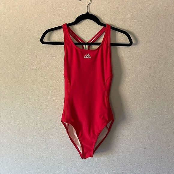 NWOT! Adidas, Red, Racer-Back (with cut-out) One-Piece Swimsuit. Size 34/36. - Picture 1 of 5